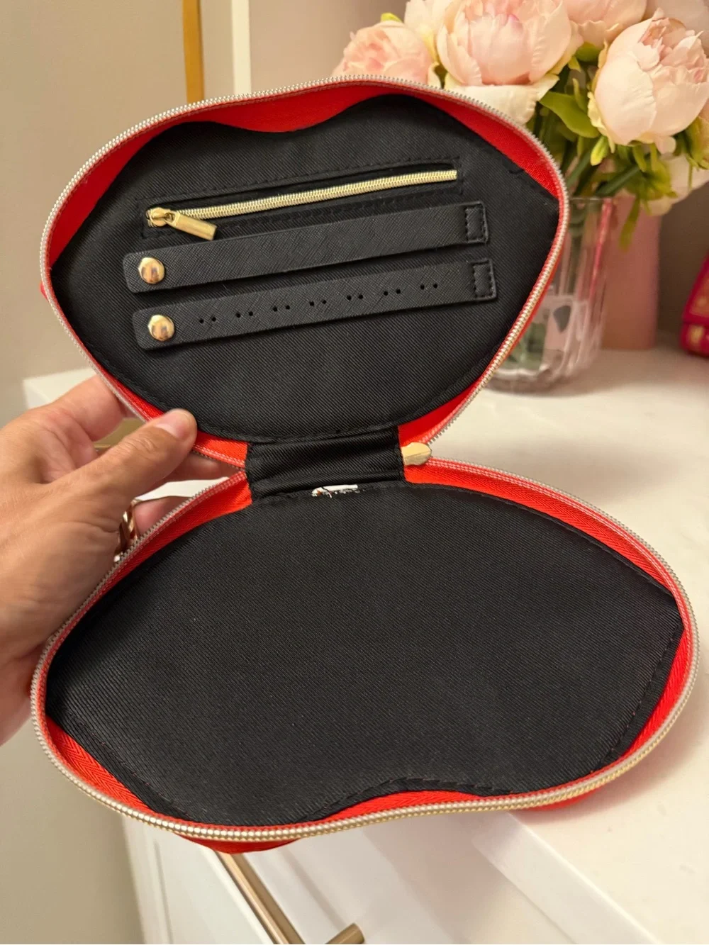 Juicy Couture NWOT Red Glossy Lip-Shaped Cosmetic Bag